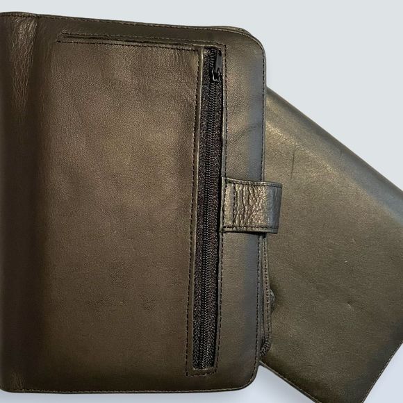 Leather Large Wallet- Black w/Snap Closure - Picture 3 of 6